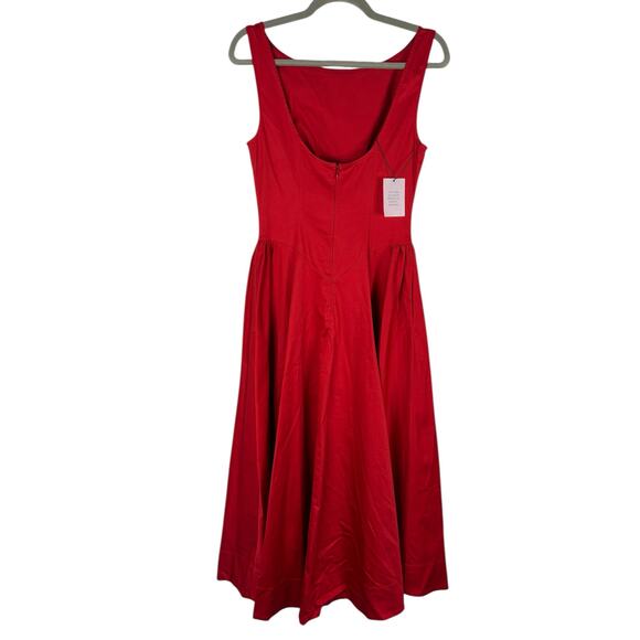 Helsa Stretch Cotton Sateen Midi Dress Formal Party Cocktail Evening Holidays M - Picture 7 of 11